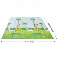 TeamsonUS Teamson Kids Reversible Safari Animal/Garden Insects Soft Foam Crawling Mat For Babies, Blue/Gray