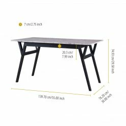 TeamsonUS Teamson Home Ashton Rectangular Marble-Look Dining Table With Wood Base, Marble/Black