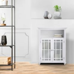 TeamsonUS Teamson Home Craftsman Style Double Door Storage Floor Cabinet