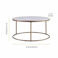 TeamsonUS Teamson Home Marmo Modern Marble-Look Round Coffee Table, Marble/Brass