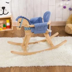 TeamsonUS Fantasy Fields Zoo Kingdom Kids Rocking Horse, Tan/Blue