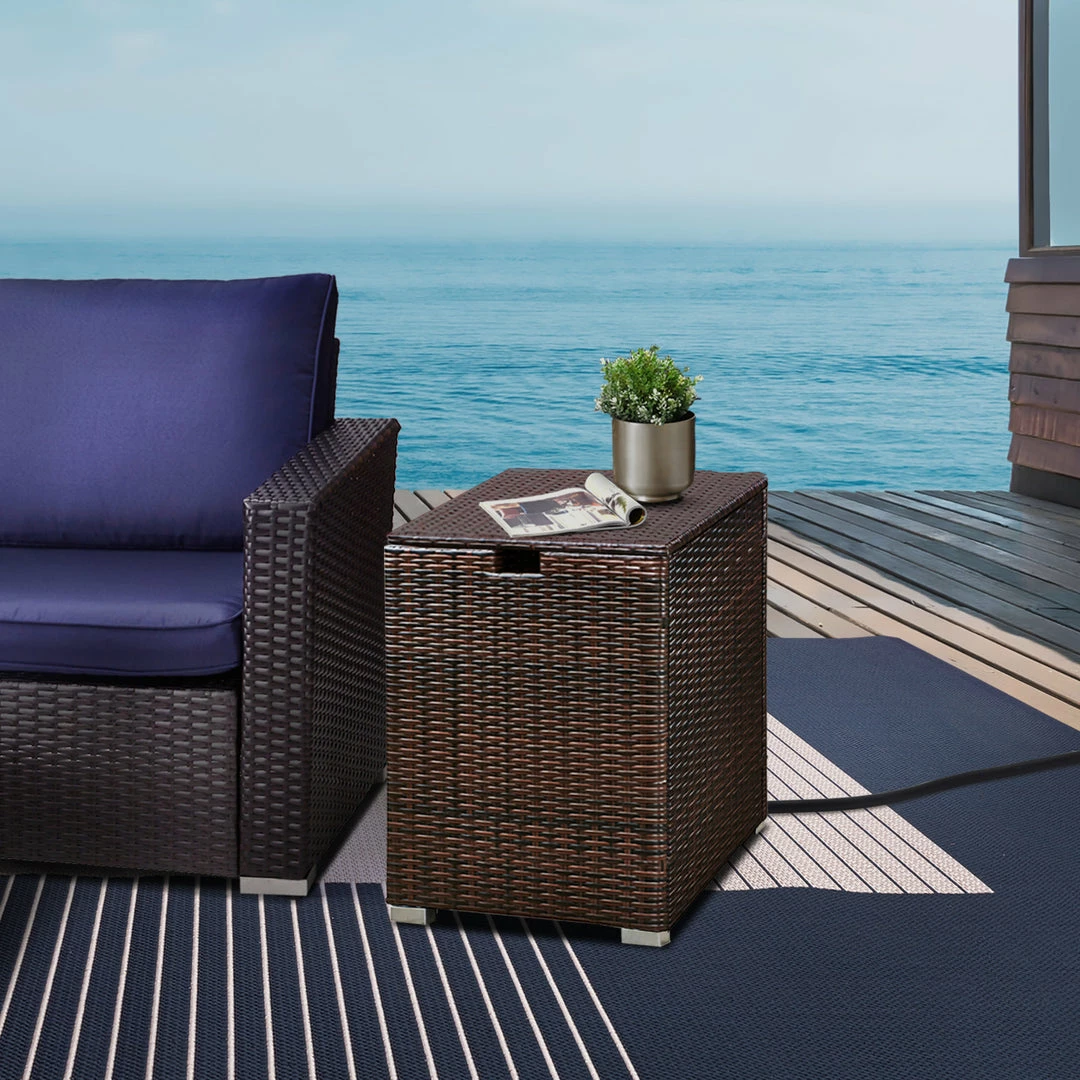 TeamsonUS Teamson Home Gas Tank Wicker Cover Table For 20 Lb Propane Tanks, Brown