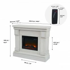 TeamsonUS New Teamson Home Hestia Electric Fireplace Mantel With Gray Faux Marble, White