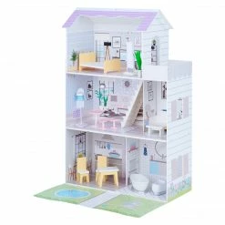 TeamsonUS Olivia's Little World Grand Dollhouse With Garden And Accessories For 12" Dolls, Purple New
