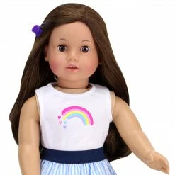 TeamsonUS Kids Sophia's Rainbow Shirt And Striped Skirt For 18