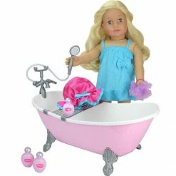 TeamsonUS Sophia's Pink Bathtub And Shower Accessories Set For 18" Dolls