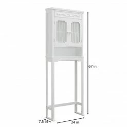 TeamsonUS Teamson Home Lisbon Over The Toilet Space Saver Bathroom Storage Cabinet With Curtained Doors Adjustable Shelves