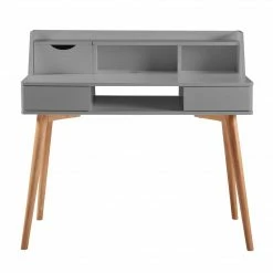 TeamsonUS Teamson Home Creativo Wooden Writing Desk With Storage, Light Gray/Natural