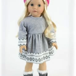 TeamsonUS Sophia's Doll Dress, Leggings, Hat, And Scarf Set For 18
