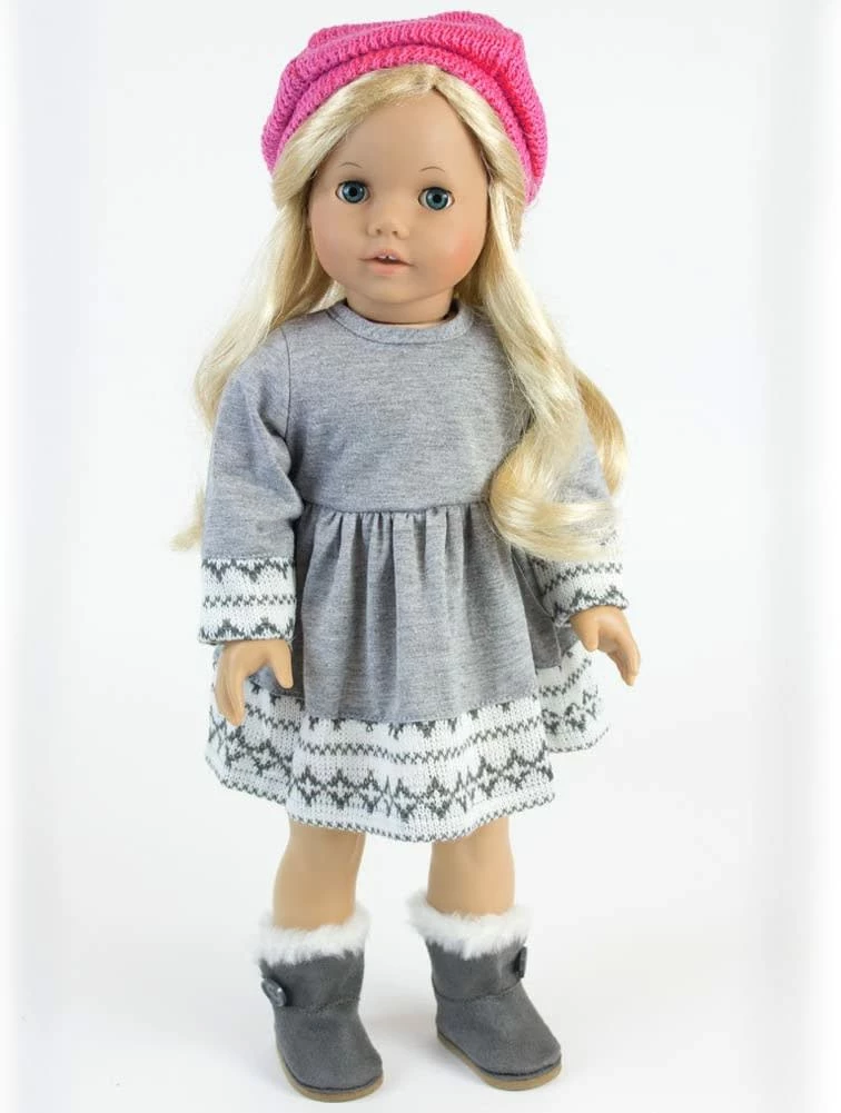 TeamsonUS Sophia's Doll Dress, Leggings, Hat, And Scarf Set For 18" Dolls Kids