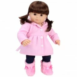 TeamsonUS Kids Sophia's Winter Coat, Hat And Boots Set For 15'' Dolls, Light Pink