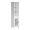 TeamsonUS Teamson Home Delaney Multi Functional Tall Free Standing Linen Storage Tower With Single Drawer