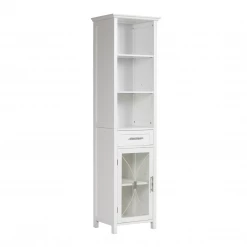 TeamsonUS Teamson Home Delaney Multi Functional Tall Free Standing Linen Storage Tower With Single Drawer
