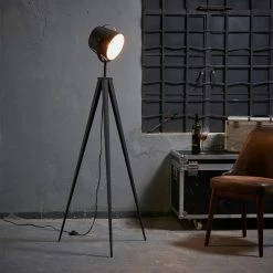 TeamsonUS Teamson Home Artiste 62" Modern Tripod Floor Lamp With Adjustable Head, Black/Gold