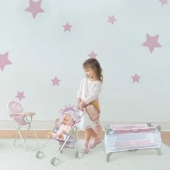 TeamsonUS Olivia's Little World Polka Dots Princess 3-in-1 Baby Doll Nursery Set, Pink/Gray Kids