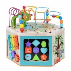 TeamsonUS Teamson Kids Preschool Play Lab 7-in-1 Large Wooden Activity Station, Natural