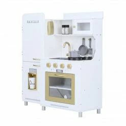 TeamsonUS Teamson Kids Little Chef Mayfair Classic Kids Kitchen Playset With 11 Accessories, White/Gold