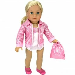 TeamsonUS Sophia's Gymnastics Leotard & Nylon Jacket For 18" Dolls, Pink