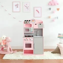 TeamsonUS Teamson Kids - Little Chef Florence Classic Play Kitchen - Pink / Grey