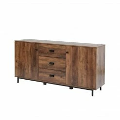 TeamsonUS Teamson Home Brooklyn Sideboard With Storage Plus Metal Legs And Handles, Brown