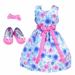 TeamsonUS Sophia's Satin Floral Dress And Shoes For 14.5