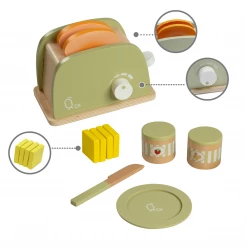 TeamsonUS Teamson Kids Little Chef Frankfurt Wooden Toaster Play Kitchen Accessories, Green