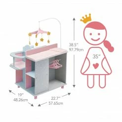 TeamsonUS Olivia's Little World Kids Polka Dots Princess Baby Doll Changing Station With Storage, Gray/Pink