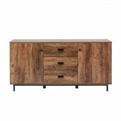 TeamsonUS Teamson Home Brooklyn Sideboard With Storage Plus Metal Legs And Handles, Brown