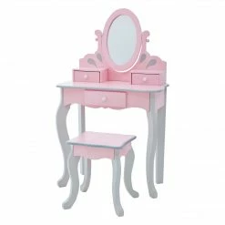 TeamsonUS Teamson Kids Little Princess Rapunzel Vanity Playset, Pink / Gray New