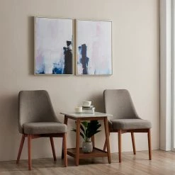 TeamsonUS Teamson Home Kingston Wooden Side Table With Storage And Marble-Look Top, Marble/Walnut