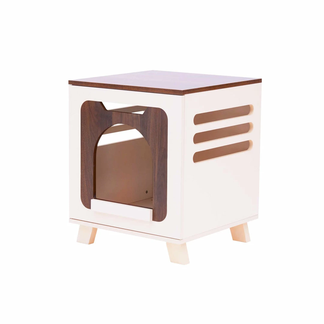 TeamsonUS Teamson Pets Daisy Elevated Vented Wooden Cat Litter Box Enclosure Side Table New