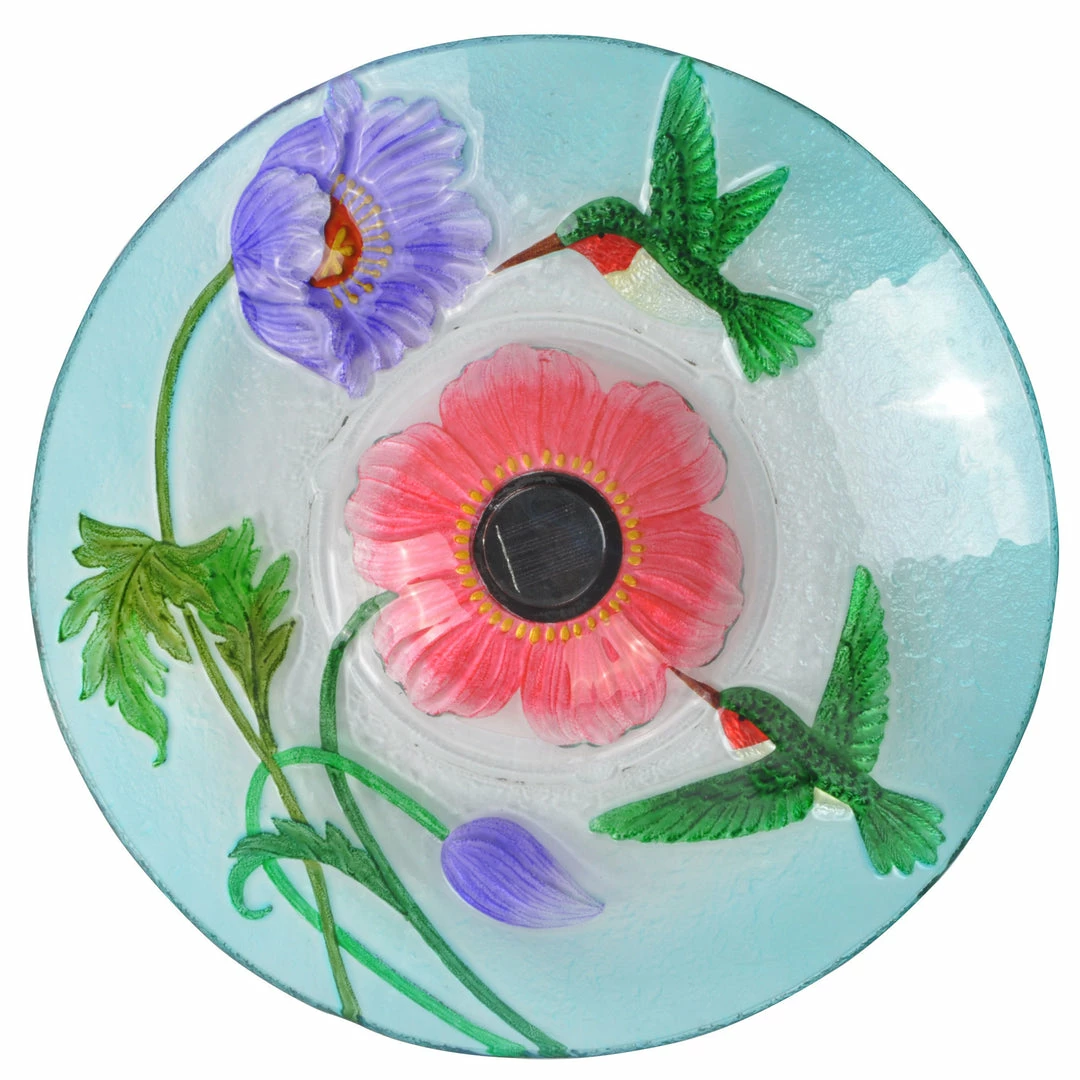 TeamsonUS Teamson Home 18" Hummingbird Glass Solar Bird Bath