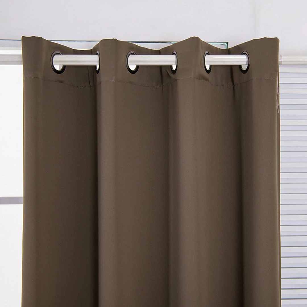 TeamsonUS Teamson Home 63" Edessa Premium Solid Insulated Thermal Blackout Window Curtain Panels With Grommets, Hazelnut Brown