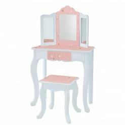TeamsonUS Kids Fantasy Fields - Fashion Twinkle Star Prints Gisele Play Vanity Set - Pink / White