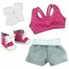 TeamsonUS Sophia's Sports Set With Bra, Shorts, Socks And Hi-Top Sneakers For 18" Dolls, Pink/Gray