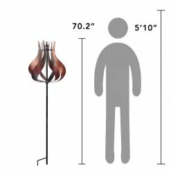 TeamsonUS Teamson Home Outdoor Tulip Kinetic Windmill Sculpture, Tangerine