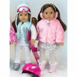 TeamsonUS Kids Sophia's Pink Fur Coat And Earmuff Headband Set For 18