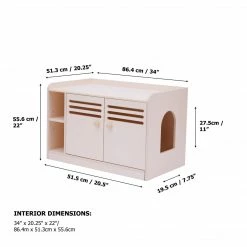 TeamsonUS Teamson Pets Robin Vented Wooden Cat Litter Box Enclosure Storage Bench, White