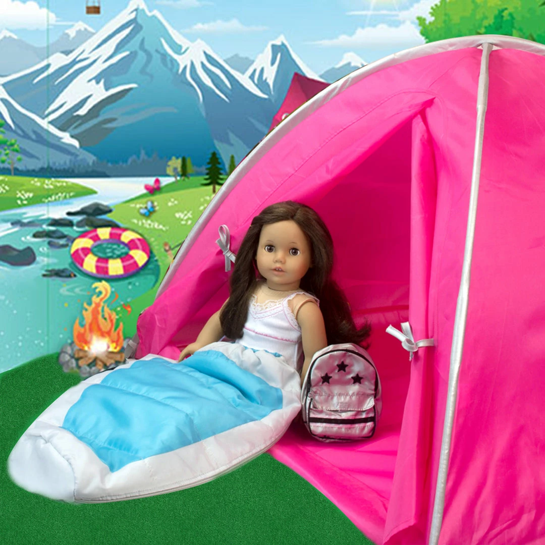 TeamsonUS Sophia's Dome Shaped Camping Tent For 18" Dolls, Hot Pink New