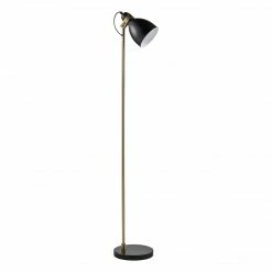 TeamsonUS Teamson Home Quincy Modern Monopod Floor Lamp With Antique Brass Finish, Black