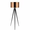 TeamsonUS Teamson Home Romanza 60.23" Postmodern Tripod Floor Lamp With Drum Shade, Matte Black/Copper