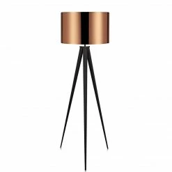 TeamsonUS Teamson Home Romanza 60.23" Postmodern Tripod Floor Lamp With Drum Shade, Matte Black/Copper