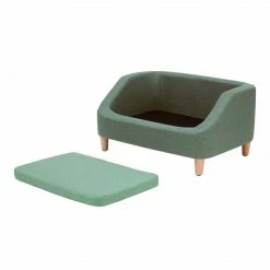 TeamsonUS New Teamson Pets Bennett Linen Sofa Dog Bed For Small And Medium Dogs, Sea Green