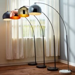 TeamsonUS Teamson Home Arquer Arc Metal Floor Lamp With Bell Shade, Black