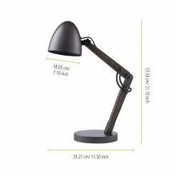 TeamsonUS Teamson Home Lexi Modern Reading Table Lamp With Black Shade And Brushed Steel Finish