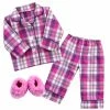 TeamsonUS Sophia's Flannel Pajama & Slippers Set For 18'' Dolls, Pink Kids