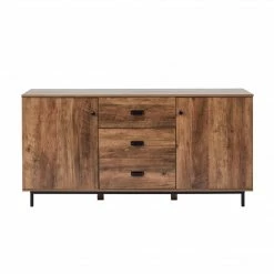 TeamsonUS Teamson Home Brooklyn Sideboard With Storage Plus Metal Legs And Handles, Brown