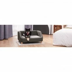 TeamsonUS Teamson Pets Bennett Linen Sofa Dog Bed For Small And Medium Dogs, Gray