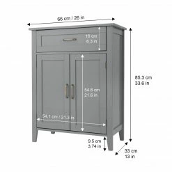 TeamsonUS Teamson Home Mercer Mid Century Modern Wooden Floor Storage Cabinet, Gray