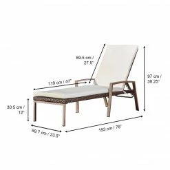 TeamsonUS New Teamson Home 2 Outdoor Wicker Patio Cushioned Chaise Lounge Chairs, Brown/Cream